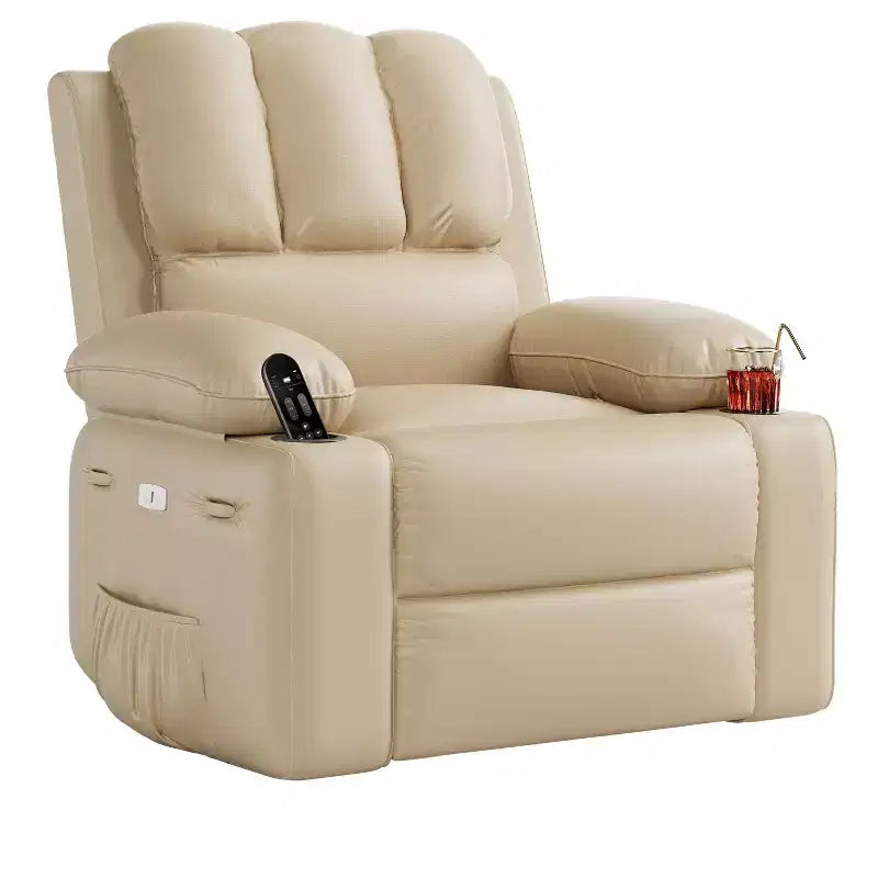 Oversized Power Recliner Chair with Massage and Heat, 360 Swivel, 1.5X Sponge Filling, USB Port & Cup Holder - 400lb Capacity
