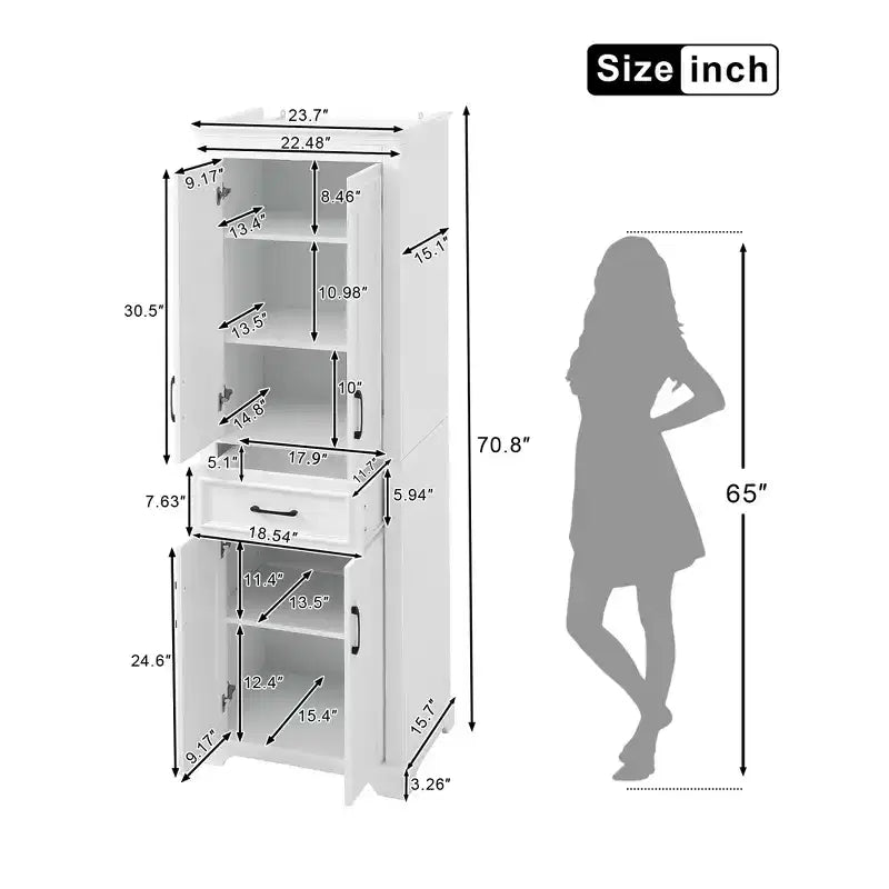 Mobile bagno autoportante da 70,8 pollici con ripiani regolabili