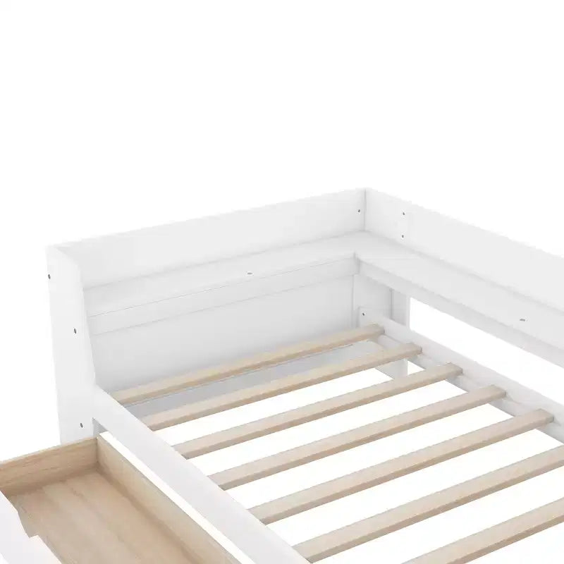 Telaio letto singolo con ripiani portaoggetti, 2 cassetti e stazione di ricarica integrata