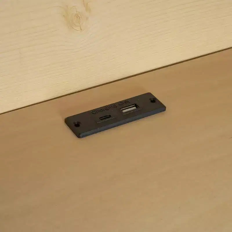 Letto a giorno gemello a L con letto estraibile, mensole a libreria e porta USB