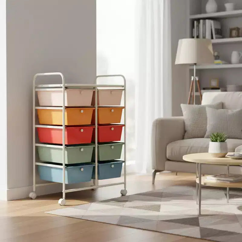 Carrello Organizer a 10 Cassetti con Struttura in Metallo - Vari Colori