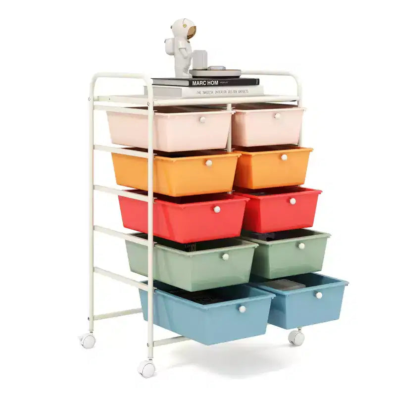 Carrello Organizer a 10 Cassetti con Struttura in Metallo - Vari Colori