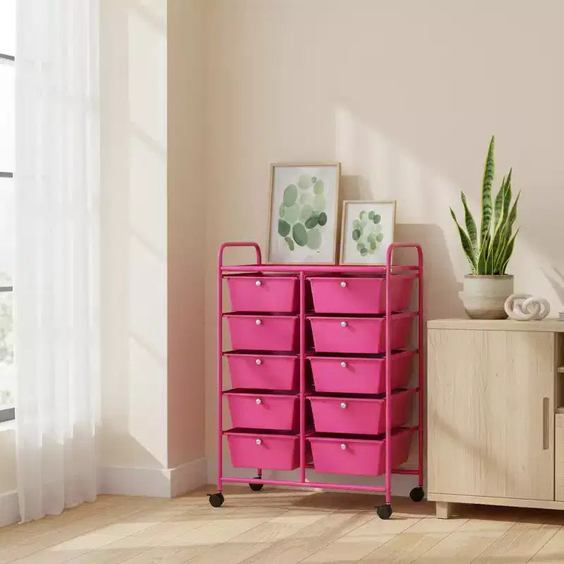Carrello Organizer a 10 Cassetti con Struttura in Metallo - Vari Colori