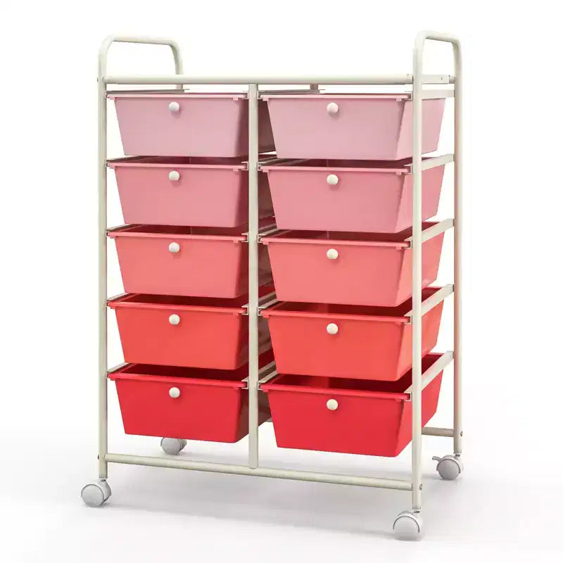 Carrello Organizer a 10 Cassetti con Struttura in Metallo - Vari Colori
