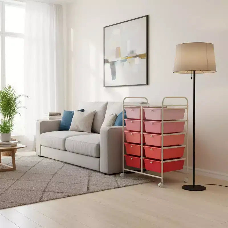 Carrello Organizer a 10 Cassetti con Struttura in Metallo - Vari Colori