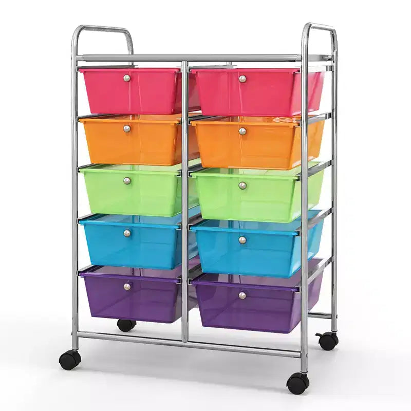 Carrello Organizer a 10 Cassetti con Struttura in Metallo - Vari Colori