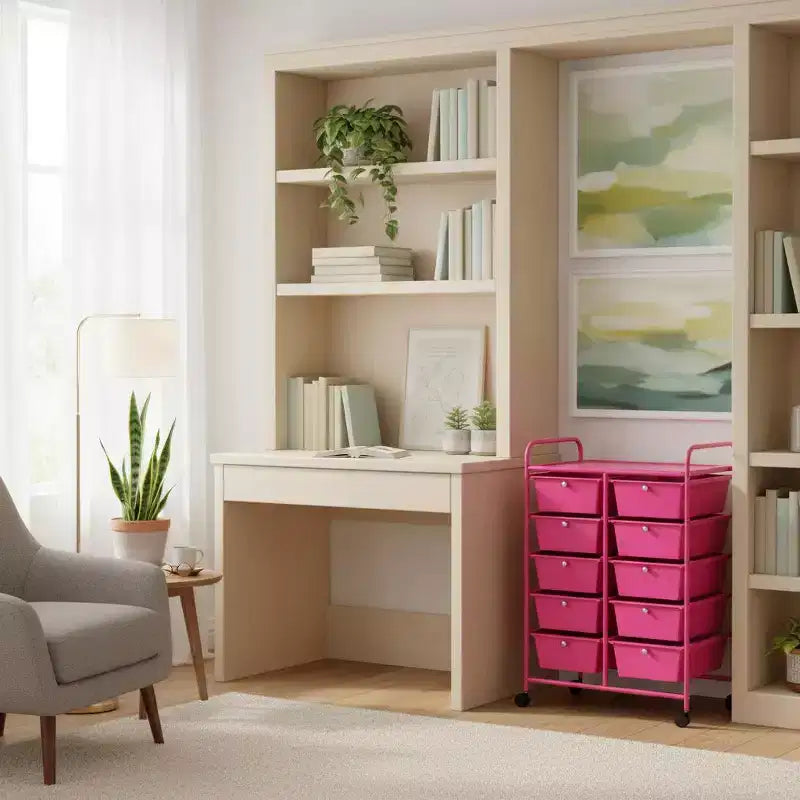 Carrello Organizer a 10 Cassetti con Struttura in Metallo - Vari Colori