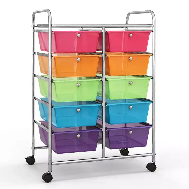Carrello Organizer a 10 Cassetti con Struttura in Metallo - Vari Colori