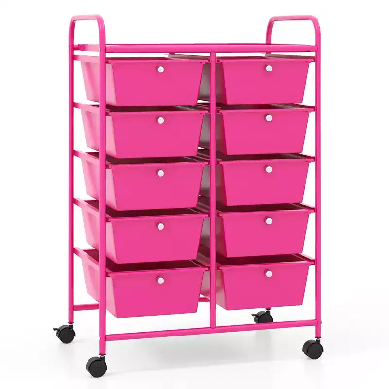 Carrello Organizer a 10 Cassetti con Struttura in Metallo - Vari Colori