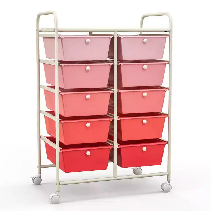 Carrello Organizer a 10 Cassetti con Struttura in Metallo - Vari Colori