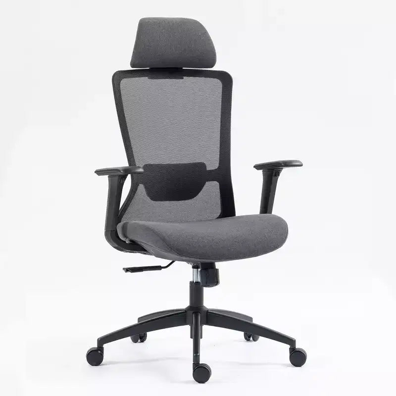 Sedia da ufficio ergonomica direzionale in rete con poggiatesta regolabile - Nera