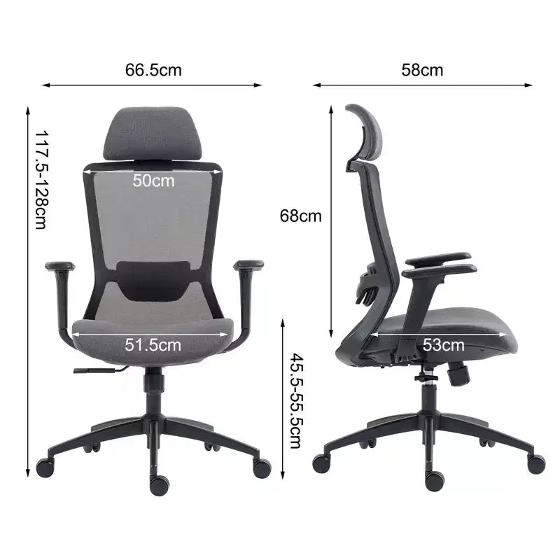 Sedia da ufficio ergonomica direzionale in rete con poggiatesta regolabile - Nera