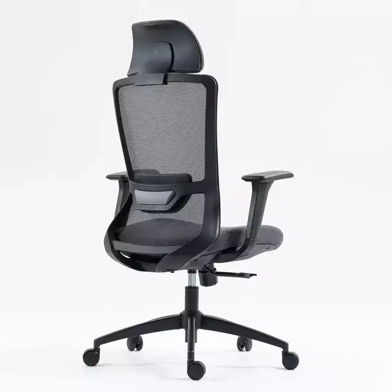 Sedia da ufficio ergonomica direzionale in rete con poggiatesta regolabile - Nera