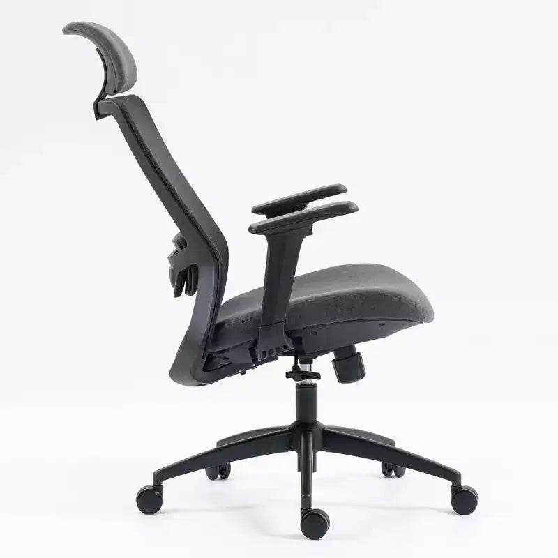 Sedia da ufficio ergonomica direzionale in rete con poggiatesta regolabile - Nera