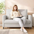 Coolmee Plush Teddy Fabric Loveseat, Small Couch for Small Spaces, No Assembly Required Sofa for Living Room, Bedroom & Apartment