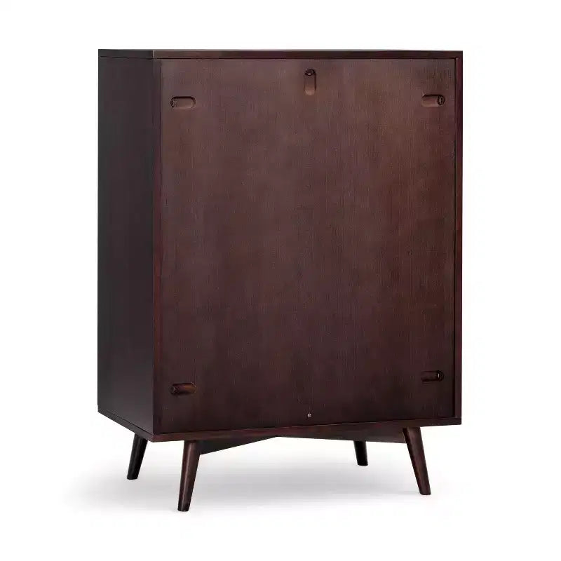 Cassettiera Moderna Bohemien a 4 Cassetti con Legno Massello e Frontali Scanalati