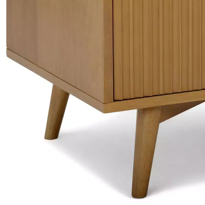 Cassettiera Moderna Bohemien a 4 Cassetti con Legno Massello e Frontali Scanalati