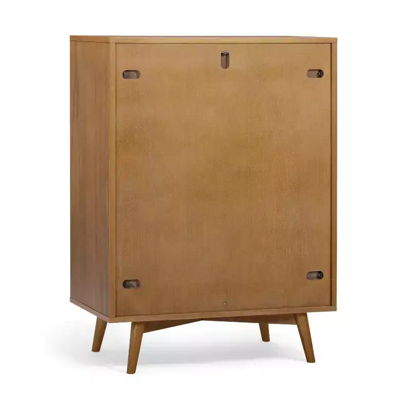 Cassettiera Moderna Bohemien a 4 Cassetti con Legno Massello e Frontali Scanalati
