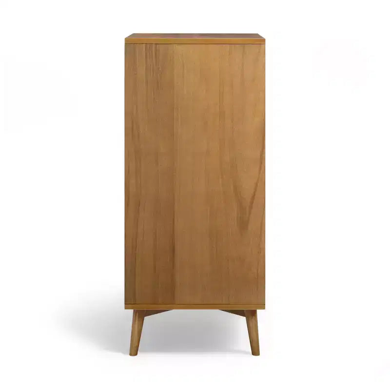 Cassettiera Moderna Bohemien a 4 Cassetti con Legno Massello e Frontali Scanalati
