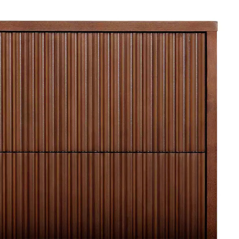 Cassettiera Moderna Bohemien a 4 Cassetti con Legno Massello e Frontali Scanalati