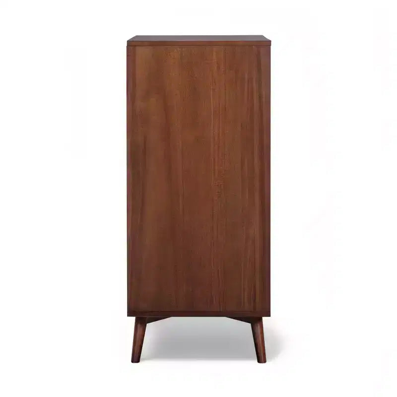 Cassettiera Moderna Bohemien a 4 Cassetti con Legno Massello e Frontali Scanalati