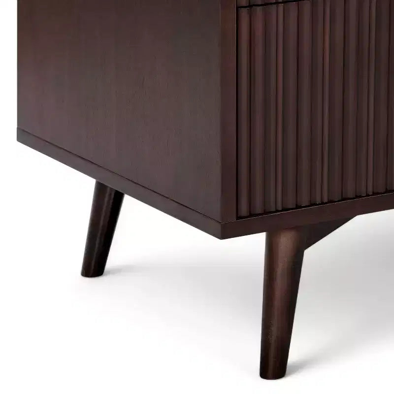 Cassettiera Moderna Bohemien a 4 Cassetti con Legno Massello e Frontali Scanalati