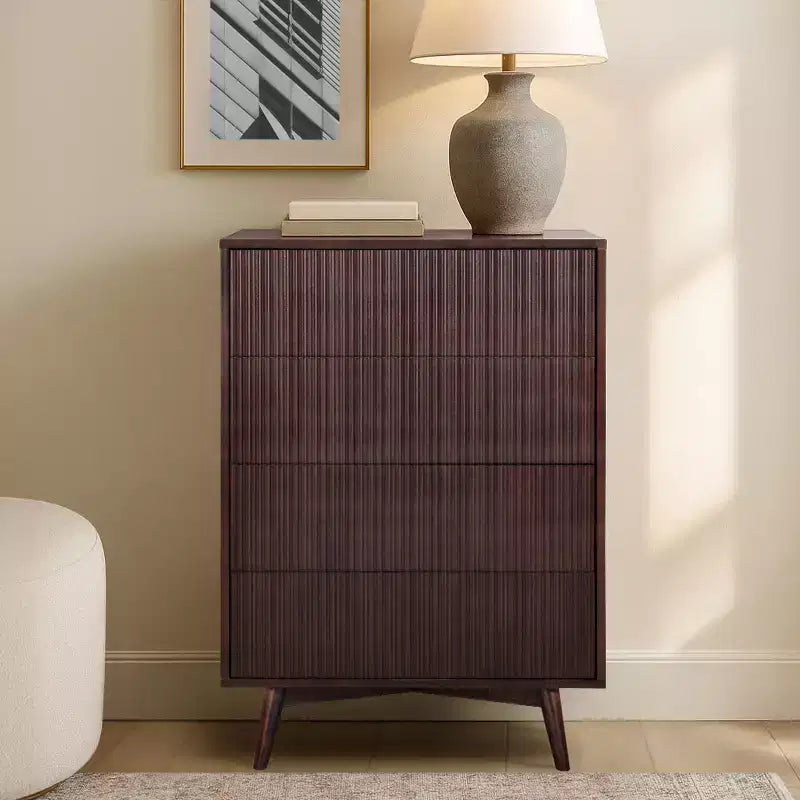 Teamson Home Tremolo Modern Boho 4-Drawer Dresser with Solid Wood & Contemporary Fluted Fronts
