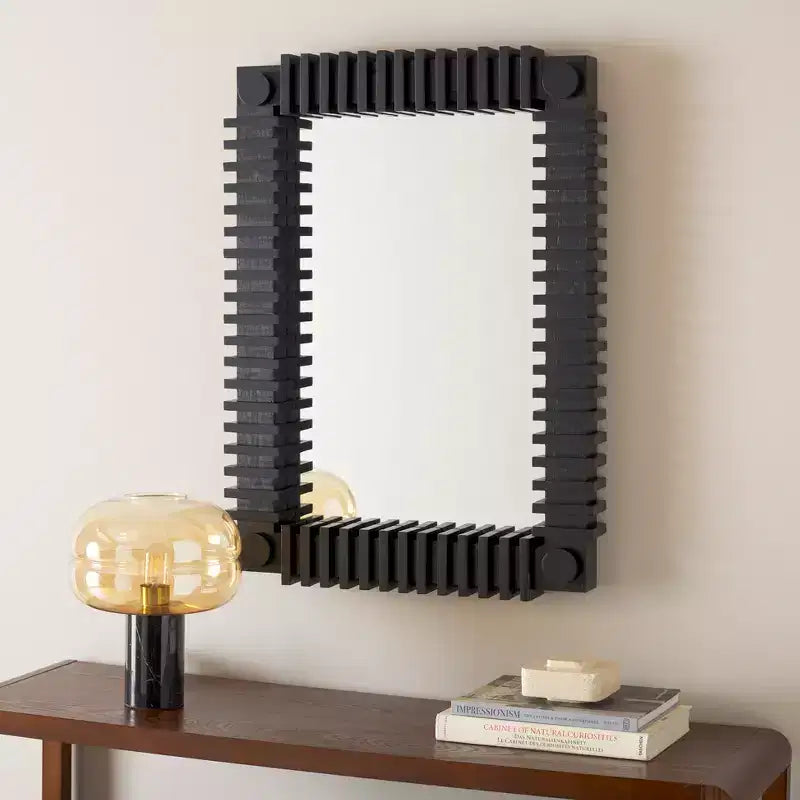 Specchio da parete rettangolare nero 25,8 x 36 pollici
