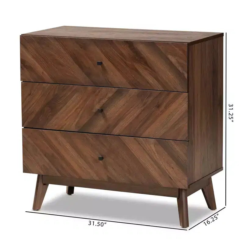 Cassettiera Hartman a 3 cassetti in legno – Organizer da camera color noce
