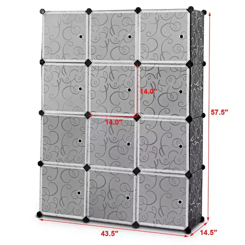 Costway fai da te armadio portatile a 12 cubi, guardaroba organizer vestiti con ante