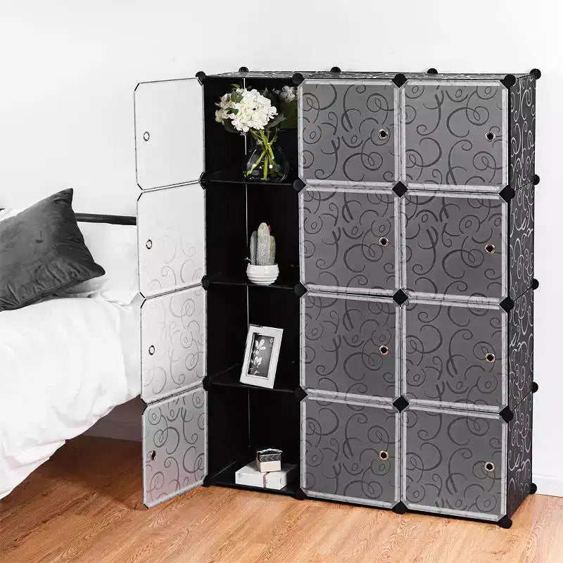 Costway fai da te armadio portatile a 12 cubi, guardaroba organizer vestiti con ante