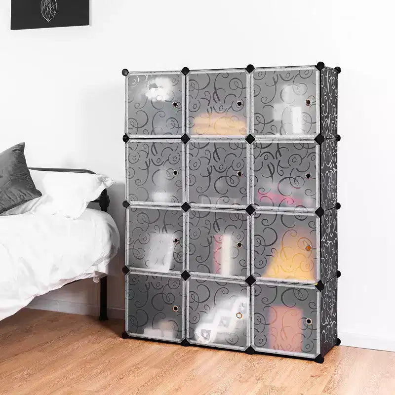 Costway fai da te armadio portatile a 12 cubi, guardaroba organizer vestiti con ante