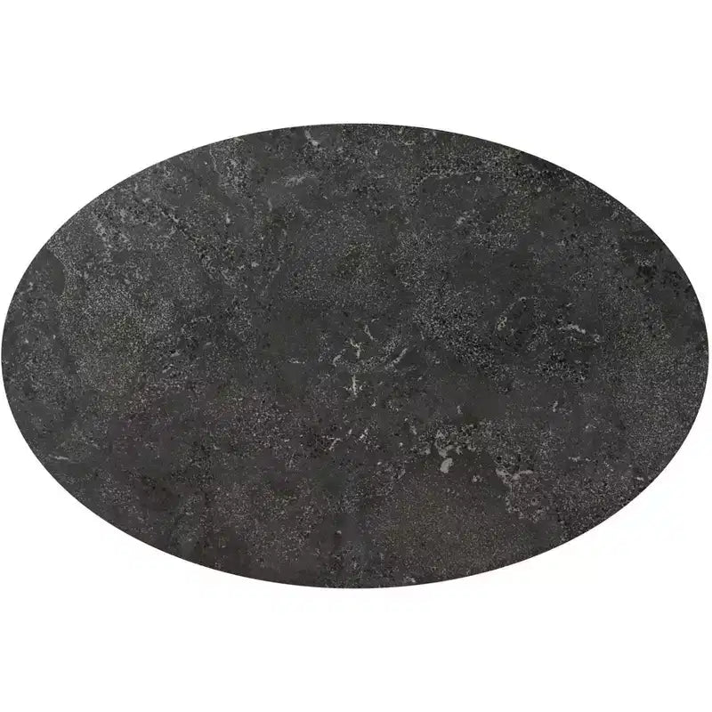 Tavolino d'appoggio ovale Uttermost in ferro anticato dorato rustico 45,7 x 30,5 cm con piano in marmo Bluestone lucido per soggiorno, camera da letto, comodino