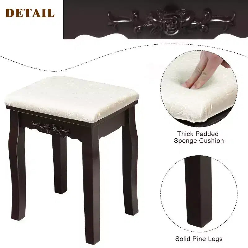 Set Tavolo da Trucco con Scatola Portaoggetti Rimovibile e 10 Lampadine LED Dimmerabili - Interruttore Touch
