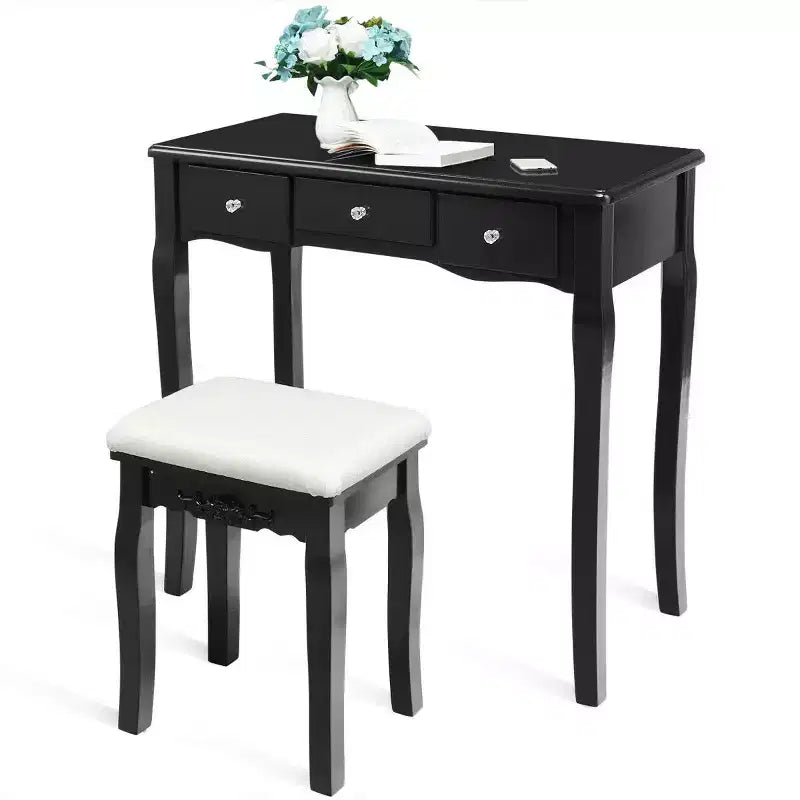 Set Tavolo da Trucco con Scatola Portaoggetti Rimovibile e 10 Lampadine LED Dimmerabili - Interruttore Touch