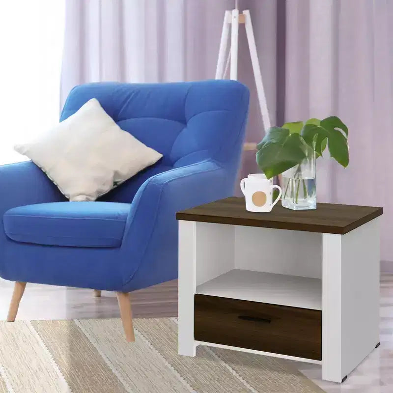 Comodino con cassetto e ripiano aperto - Tavolino da notte per camera da letto